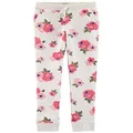 Osh Kosh Girls' Fleece Jogger Pants, Grey Floral, 3T