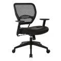 (Eco Leather Managers Chair, Black) - Office Star Space Professional Air Grid Back Managers Chair with Eco Leather Seat and 2-to-1 Synchro Tilt Control