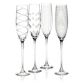 Mikasa Cheers Crystal Champagne Flutes Set, 4 Piece, Champagne Glasses with Quirky Designs, 250ml