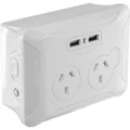 CWPUSB2 EVERSURE Clip Over Wall Plate with USB Double Gpo Night Light Ac USB Ports: 2 Gpo: 2, USB Ports: 2
