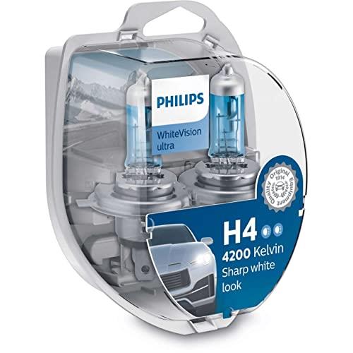 Philips 12342WVUSM H4 WhiteVision Ultra Headlight Globe Twin Pack