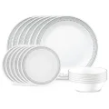 Corelle Mystic Gray Dinnerware Set, 18 Piece, 6 x 26cm Dinner Plate, 6 x 17cm Bread & Butter Plate, 6 x 532mL Soup/Cereal Bowl