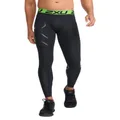 2XU Men's Refresh Recovery Compression Tights - Powerful Compression, Post Workout Muscle Recovery - Black/Nero - Size Small