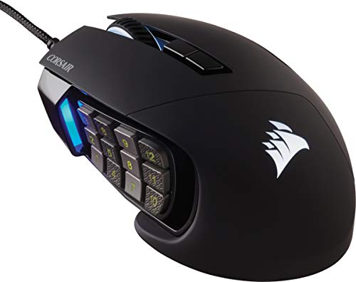 Corsair Scimitar RGB Elite Wired MOBA/MMO Gaming Mouse – 18,000 DPI – 17 Programmable Buttons – iCUE Compatible – PC, Mac, PS5, PS4, Xbox – Black