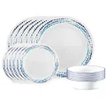 Corelle Ocean Blues Dinnerware Set, 18 piece, 6 x 26cm Dinner Plate, 6 x 17cm Bread & Butter Plate, 4 x 532mL Soup/Cereal Bowl