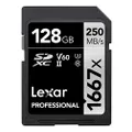 Lexar Professional 1667x SD Card 128GB, SDXC UHS-II Memory Card, Up to 250MB/s Read, 120MB/s Write, Class 10, U3, V60 SD for Professional Photographer, Videographer, Enthusiast (LSD128CB1667)