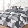 DREAMSCENE Shapes Duvet Cover with Pillow Case Bed Linen Set, Polyester, Black, Double