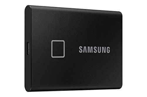Samsung Portable SSD T7 Touch, 500GB, Black, USB3.2, Type-C, R/W(Max) 1,050MB/s, Aluminium Case, Fingerprint Password Security