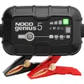 NOCO GENIUS5AU, 5A Smart Battery Charger, 6V and 12V Portable Car Battery Charger, Battery Maintainer, Trickle Charger and Desulfator for Automotive, Motorcycle, Motorbike, AGM and Lithium Batteries