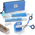 Scaredy Cut Silent Pet Grooming Kit for Cats & Dogs - Quiet Alternative to Electric Clippers for Sensitive Pets - Right-Handed, Blue
