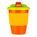 DrinkPod 12oz/340 ml Reusable Coffee Cup/Travel Mug with Rotating Rubber Lip BPA Free PLA Plastic – Autumn/Orange