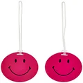 Korjo Smiley Faces Luggage Tags, 2 Pack, Pink