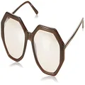 Calvin Klein Women's Round Sunglasses, Brown, 55 mm