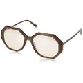 Calvin Klein Women's Round Sunglasses, Brown, 55 mm