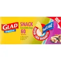 Glad Snaplock Resealable Mini Snack Bags, BPA Free, Microwave & Freezer Safe, 60 Count
