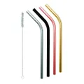 Avanti Stainless Steel Precious Metals Straws with Cleaning Brush, 4 Piece Set