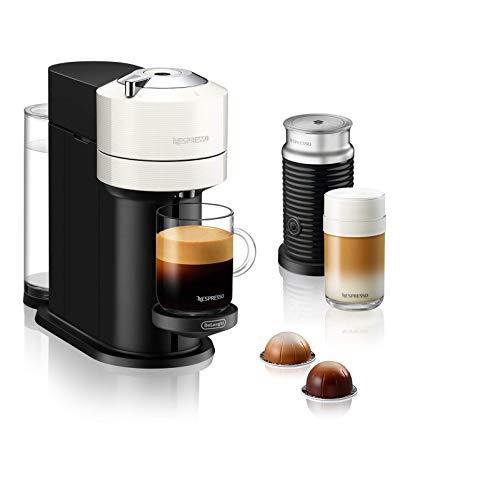 De'Longhi Nespresso Vertuo Next with Aeroccino ENV120.WAE, Automatic Coffee Maker with Milk Frother, Single-Serve Capsule Coffee Machine, 4 Cup Sizes, Welcome Set Included, 1500W, White