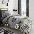 Bedlam - Football - Childrens Duvet Cover Set | Single Bed Size | Grey & Yellow Bedding