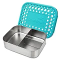 LunchBots Trio II Stainless Steel Food Container - Three Section Design Perfect for Healthy Snacks, Sides, or Finger Foods On The Go - Eco-Friendly, Dishwasher Safe and BPA-Free - Aqua Dots