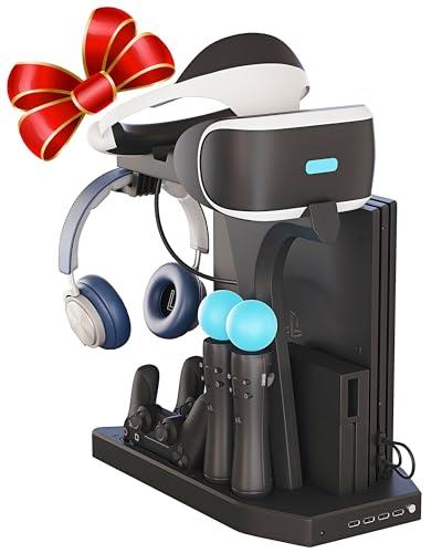 Skywin PSVR Charging Display Stand - Showcase, Cool, Charge, and Display Your PS4 VR - Playstation 4 Vertical Stand, Fan, Controller Charger and Hub