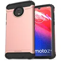 Encased Heavy Duty Moto Z4 Case Rose Gold (2019 Scorpio Series) Military Grade Rugged Phone Protection Cover