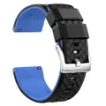 Ritche Silicone Watch Bands 18mm 20mm 22mm Quick Release Rubber Watch Bands for Men Women, Mens, Black/Blue/Silver, 18MM