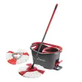 Vileda Turbo Microfibre Spin Mop and Bucket Set with Extra 2-in-1 Head Replacement for Cleaning Floors, Set of 1x Mop, 1x Bucket and 1x Refill, Red, 29.6 x 48.6 x 29.3 cm