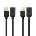 Cable Matters 2 Pack, SuperSpeed USB 3.0 Type A Male to Female Extension Cable in Black 6 Feet