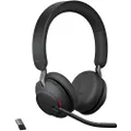 Jabra Evolve2 65 Wireless Headset – Noise Cancelling UC Certified Stereo Headphones with Long-Lasting Battery – USB-A Bluetooth Adapter – Black