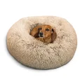 Best Friends by Sheri The Original Calming Donut Cat and Dog Bed in Shag Fur Taupe Small 23x23"