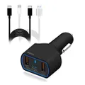 BatPower High Power Delivery 120W USB C Laptop Car Charger Compatible with New Surface Book 3 2 Laptop 4 3 Pro X 7 USB-C HP Razer Dell notebook vehicle charger DC 12v-24v auto power supply Dual USB QC