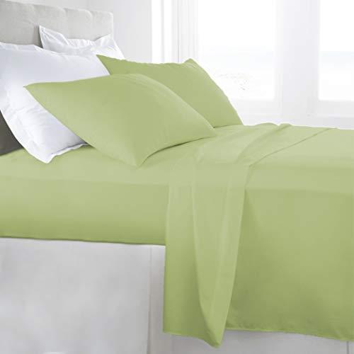 1000TC Egyptian Cotton Sheet Set (Flat Sheet, Fitted Sheet, One Pillowcase) Single/King Single/Double/Queen/King Size (Single, Pistachio)
