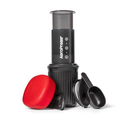 AeroPress Go Travel Coffee Press - Brew American/Espresso/Cold Brew Anywhere - Compact & Microwaveable Mug Included - Ideal for Camping, Boating, Hotel - Smooth Coffee, No Grit - Made in USA