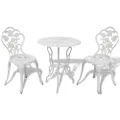 vidaXL Elegant 3-Piece Bistro Set - Cast Aluminium and Iron Construction - Weather-Resistant Outdoor Furniture - Includes Round Table and 2 Chairs