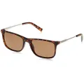 Nautica Men's N3648SP Rectangular Polarized Sunglasses, Matte Dark Tortoise/Solid Brown Polarized, 57 mm