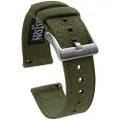 22mm Army Green - BARTON Canvas Quick Release Watch Band Straps - Choose Color & Width - 18mm, 19mm, 20mm, 21mm, 22mm, 23mm, or 24mm
