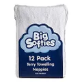 Big Softies Towelling Cotton Nappies 12 Piece Set, White, 12 Count