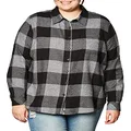 Dickies Women's Long Sleeve Plaid Flannel Shirt, Black/White Heather Buffalo, Small