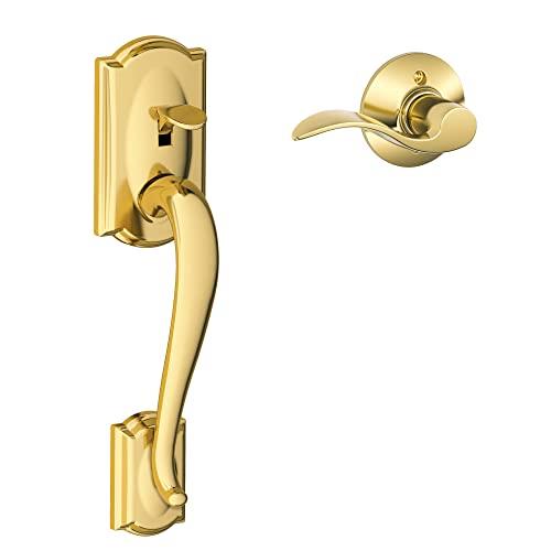 Schlage Camelot Front Entry Handle Accent Right-Handed Interior Lever (Bright Brass) FE285 CAM 505 Acc 605 RH