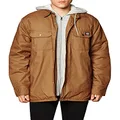 Cherokee Men's Relaxed Fit Hooded Quilted Shirt Jacket, Brown Duck, Small