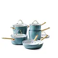 GreenPan Padova Healthy Ceramic Nonstick 10pc Cookware pots and pans Set, Induction Safe, Smokey Blue