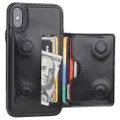 KIHUWEY iPhone Xs Wallet Case iPhone X Wallet Case Credit Card Holder, Premium Leather Kickstand Durable Shockproof Protective Cover iPhone X/Xs 5.8 Inch(Black)