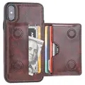 KIHUWEY iPhone Xs Wallet Case iPhone X Wallet Case Credit Card Holder, Premium Leather Kickstand Durable Shockproof Protective Cover iPhone X/Xs 5.8 Inch(Brown)