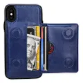 KIHUWEY iPhone Xs Wallet Case iPhone X Wallet Case Credit Card Holder, Premium Leather Kickstand Durable Shockproof Protective Cover iPhone X/Xs 5.8 Inch(Blue)