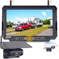 Emmako Digital Wireless Backup Camera High-Speed Observation System for Truck/RV/Trailers and 7'' Monitor Split Screen Kit IP69K Waterproof Night Vision Rear/Side/Front View Camera Driving/Reversing