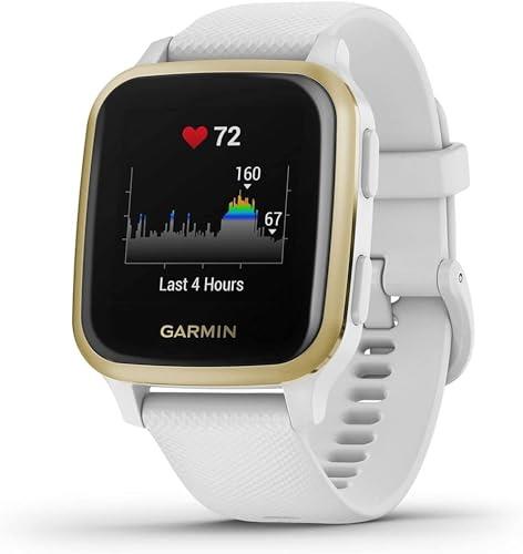 Garmin Venu Sq, GPS Fitness Smartwatch, White/Light Gold