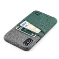 Dockem Luxe iPhone X/XS Wallet Case: Slim Minimalist Case w/ 2 Credit Card Holders: UltraGrip Canvas Style Synthetic Leather [Green and Grey]