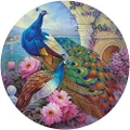 Bits and Pieces - 500 Piece Round Jigsaw Puzzle for Adults - Marvelous Garden - 500 pc Beautiful Peacocks Round Jigsaw by Artist Oleg Gavrilov