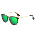 SUNGAIT Vintage Round Sunglasses for Women Men Classic Retro Designer Style, Polarized Green Mirror Lens/Amber Frame(matte Finish), Free Size