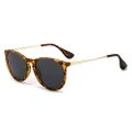 SUNGAIT Vintage Round Sunglasses for Women Men Classic Retro Designer Style (Amber Frame (Matte Finish)/Polarized Gray Lens) SGT567 PGHPKHU AU